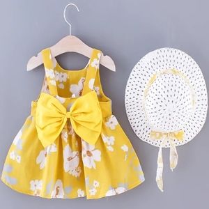 NWT Girls Yellow Bow Dress with Hat